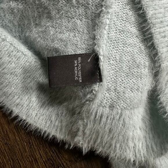 MARLED Short Sleeve Mock Neck Eyelash Sweater Pale Baby Blue Size XL - Picture 5 of 7